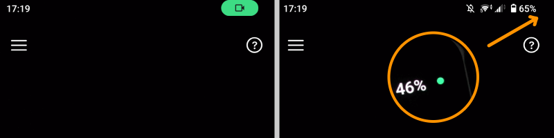 Android 12の新機能。カメラやマイクを使用中に、緑色の点（ドット）で通知してくれる。