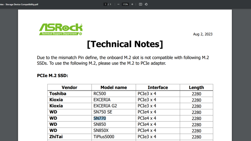 Technical Notes - Storage Device Compatibility（PDFファイル）
